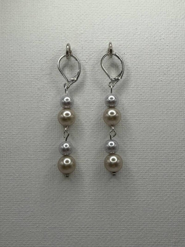 Champagne & Silver Pearl Cascade Earrings
