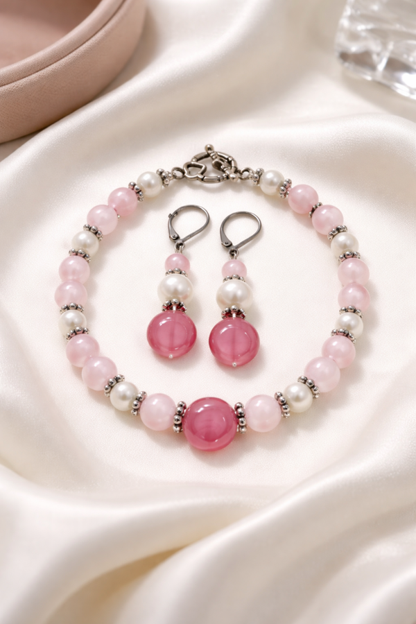 Blush Radiance Bracelet & Earring Set