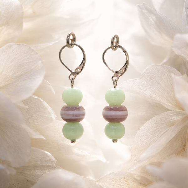 Sage & Mauve Harmony Lever-Back Earrings