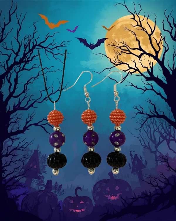 Orange, Purple & Black Beaded Halloween Set
