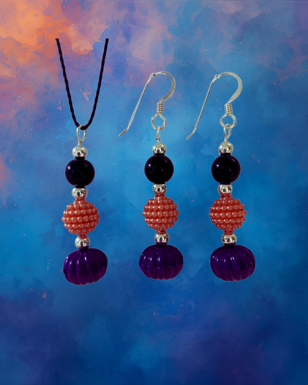 Black, Orange & Purple Beaded Halloween Set