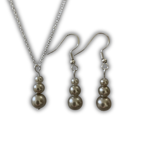 Champagne Gray Pearl Drop Set