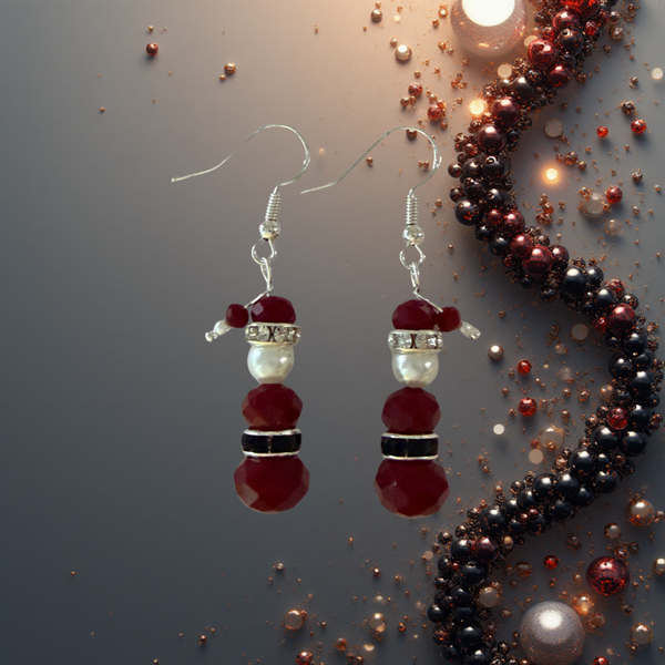 Santa Hat Beaded Earrings