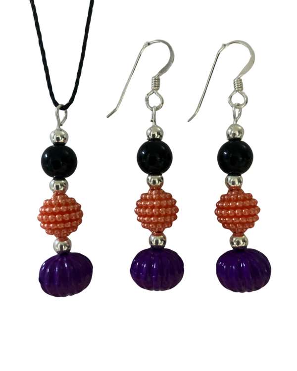 Orange, Purple & Black Beaded Halloween Set