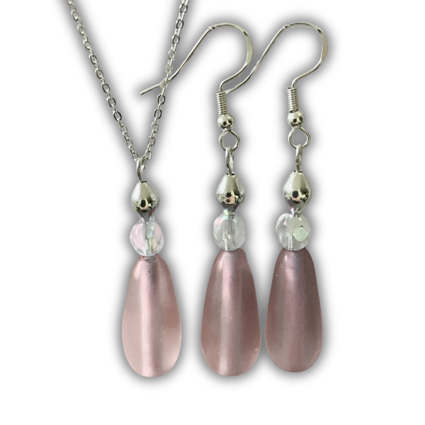Blush Pink Teardrop Glass Bead Set