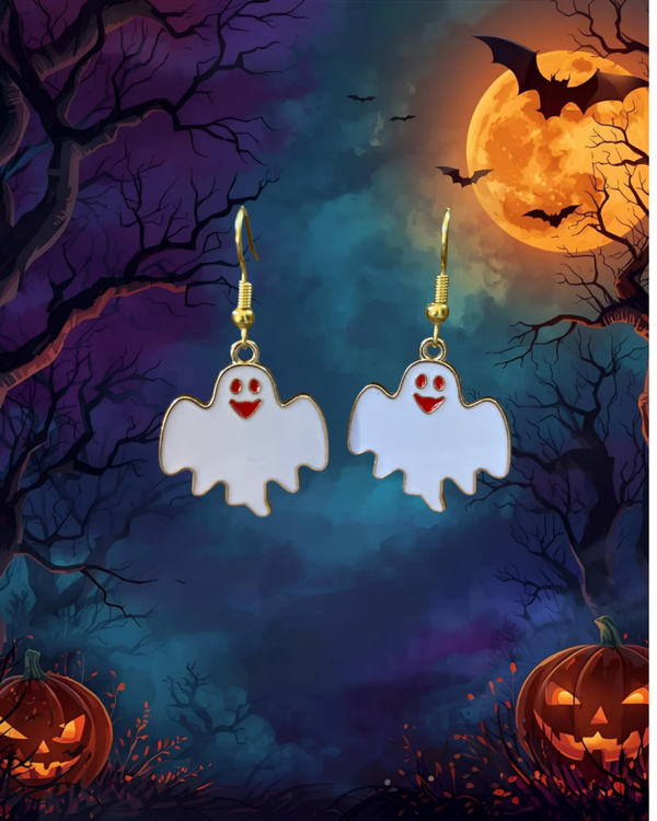 Smiling White Ghost Earrings