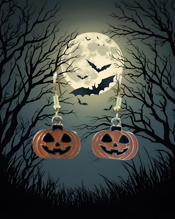Pumpkin Jack-O-Lantern Earrings