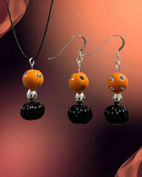 Pumpkin & Crystal Dot Bead Set