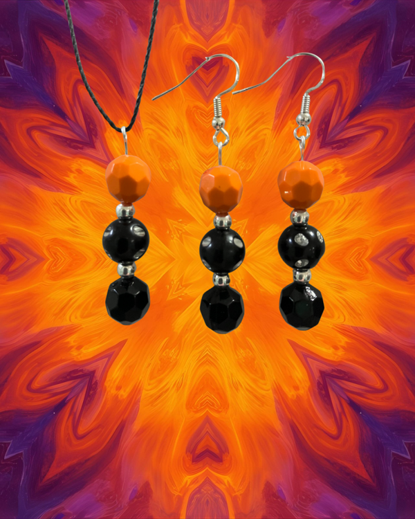 Black & Pumpkin Layered Bead Set