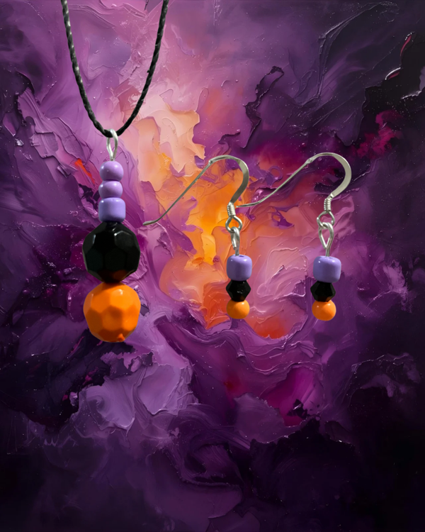 Purple, Black & Orange Bead Drop Set