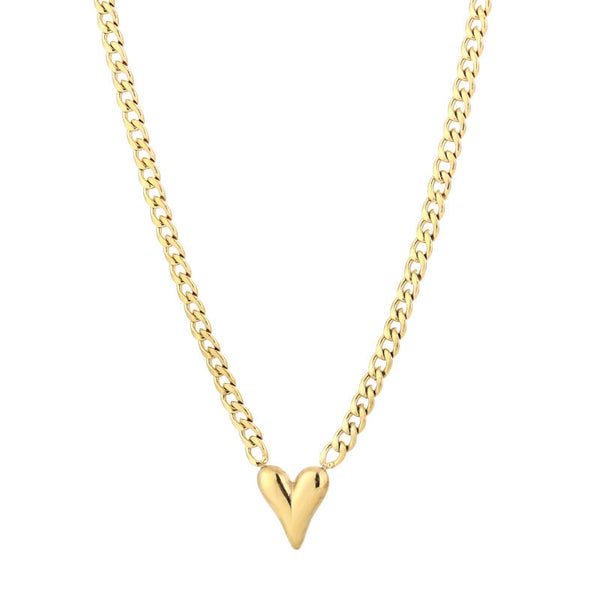 # 84 schakel ketting met hart goud