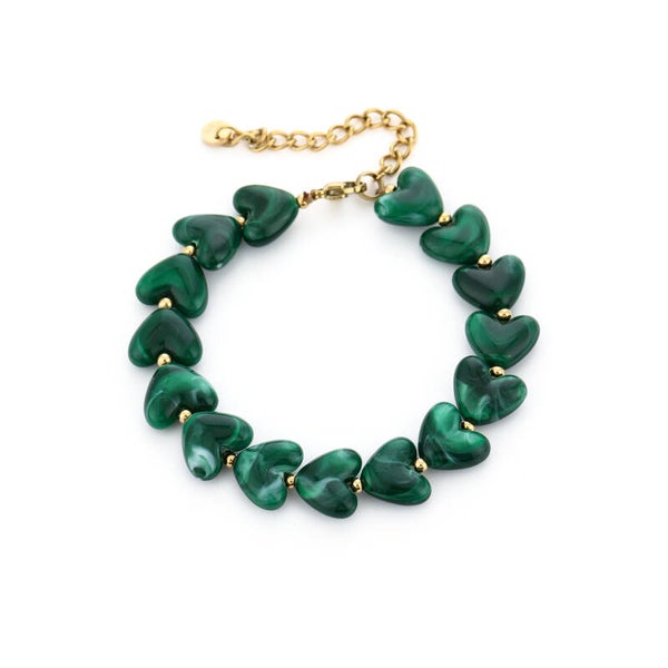 # 86 hartjes kralen armband groen