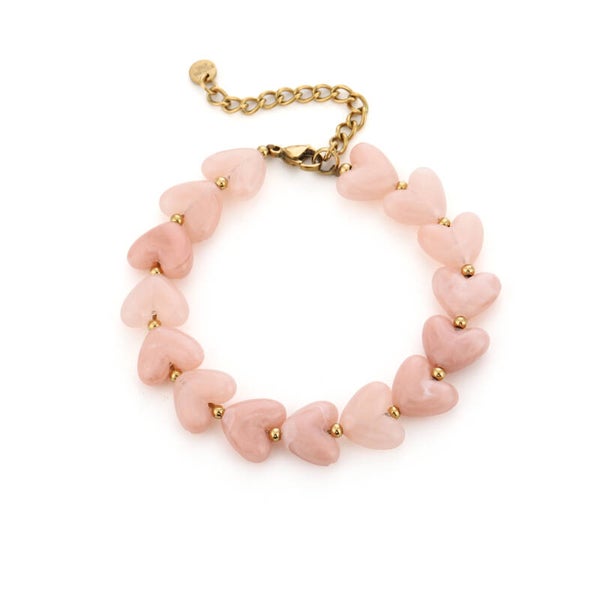 # 87 hartjes kralen armband roze
