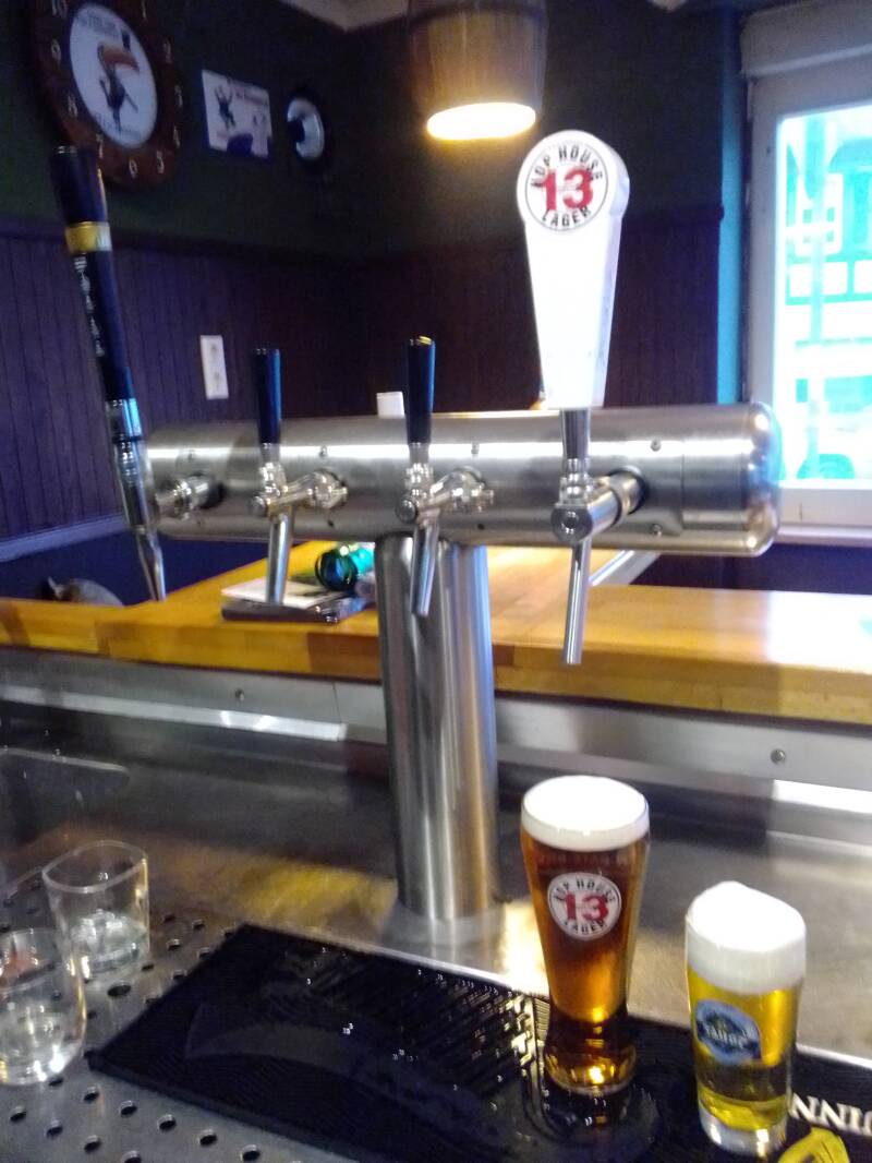 Neuste Arbeit bei unseren Kunden der Firma Wenzel in Reinheim, er hat uns eine 5 Sterne Bewertung auf Google Maps geben, Einbau von allen Teilen einer Schankanlage, Säule, Zapfhähe, Guinness Bier, Faust Bier Miltenberg und Hop House 13  Lager Bier von Gui
