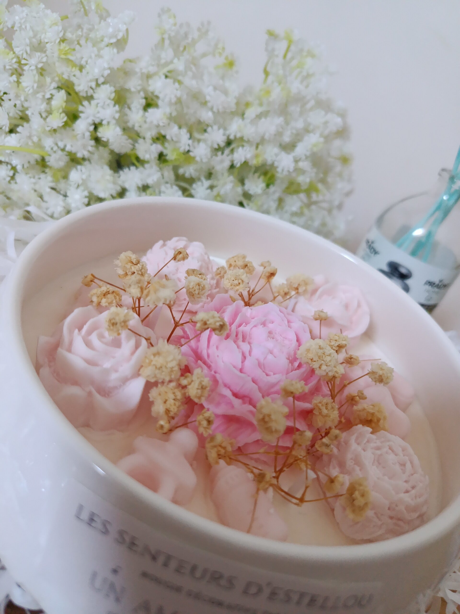 Bougie parfumée "Un amour est né " fleur de coton