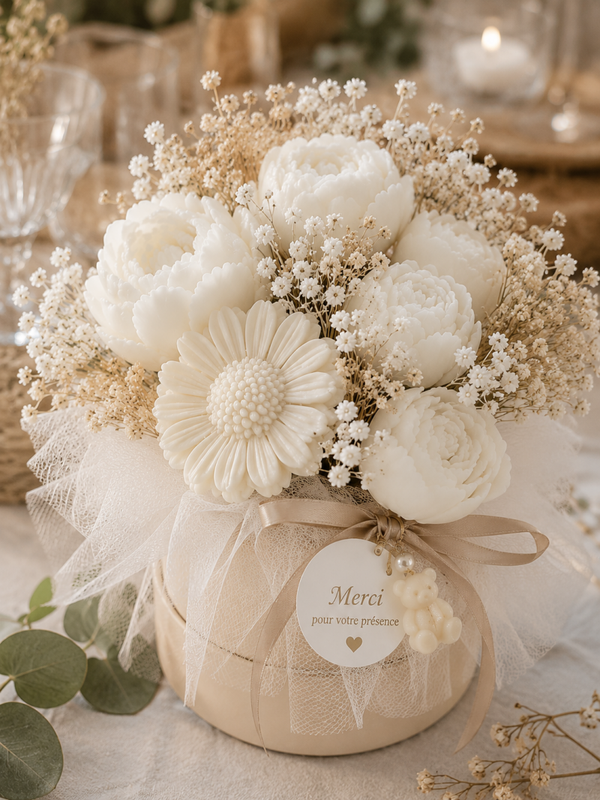 Bouquet " Signature prestige " blanc & champêtre - parfum adoucissant
