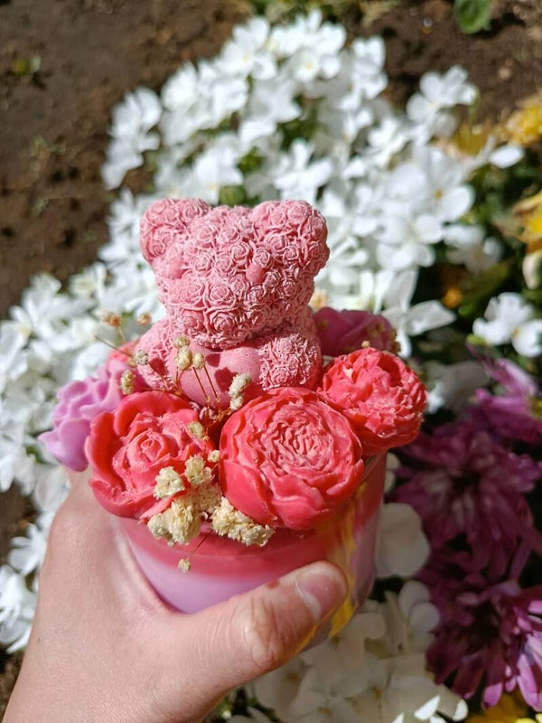 Bougie fondant parfumé Fleur divine - parfum bois de rose