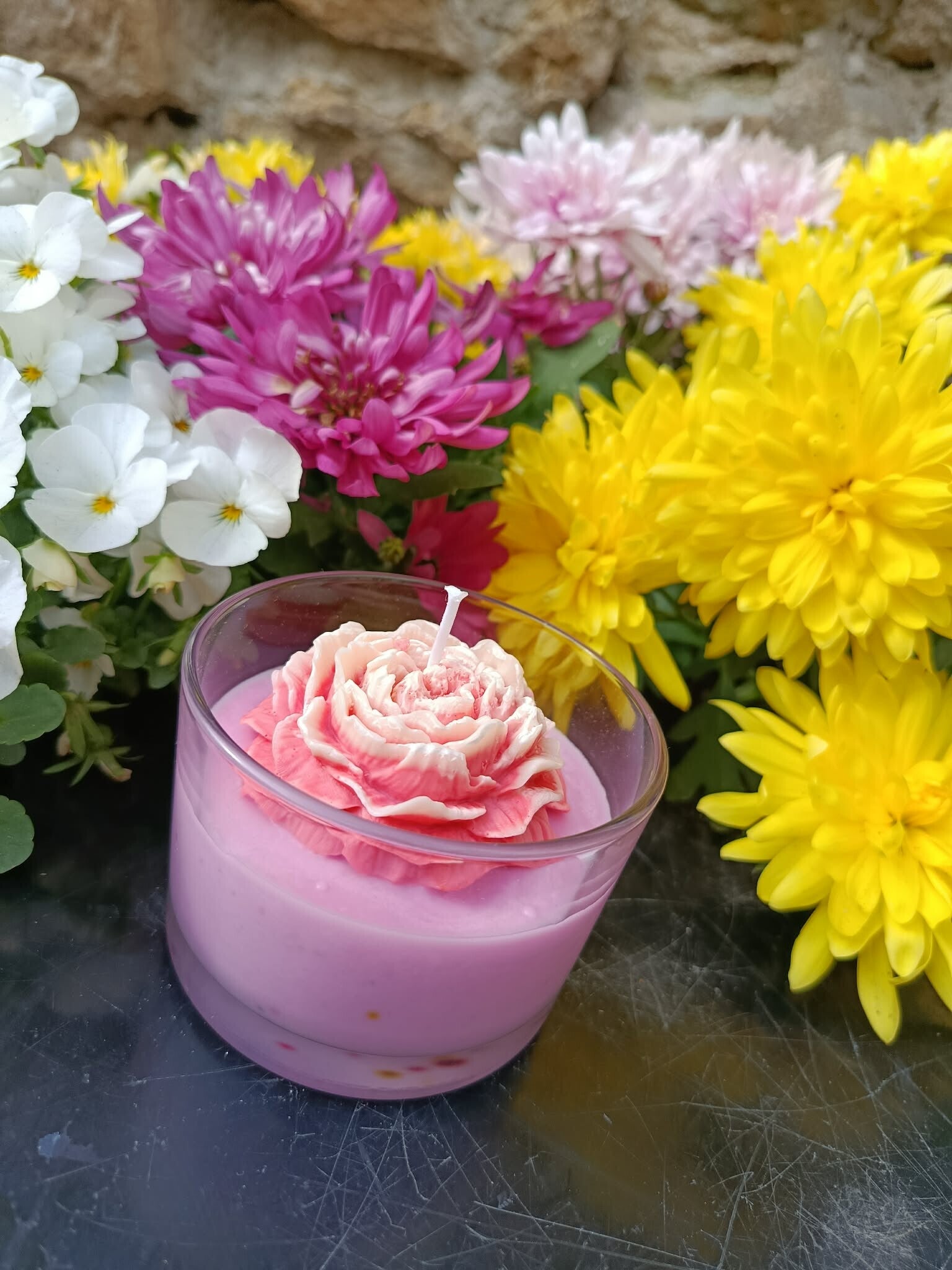 Bougie " Douce rose "