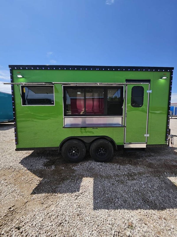Green 16’ x 8’ Basic Kitchen Food Trailer