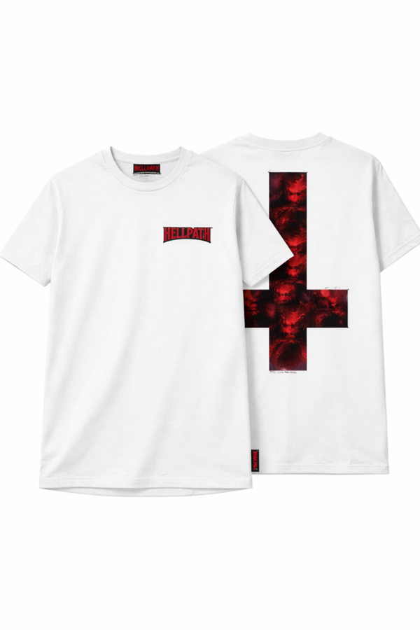 Pre-Order HELLPATH™ White T-Shirt – Inverted Cross Edition