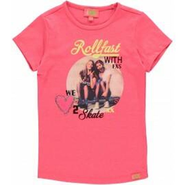 Funky XS t-shirt fluor pink roll fast