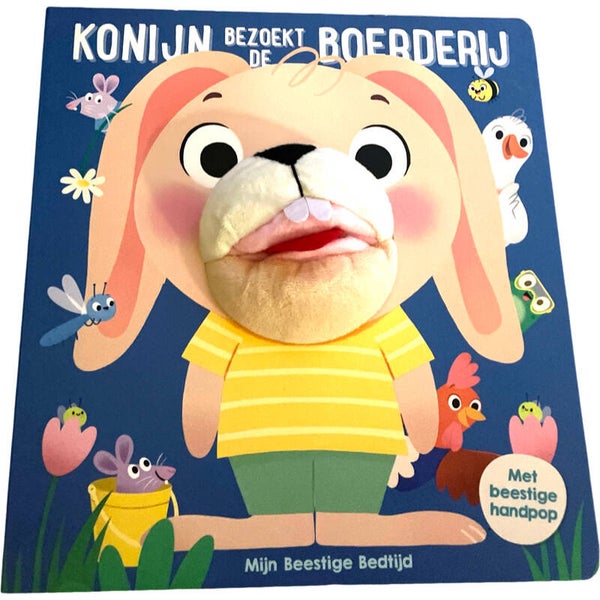Boek met handpop konijn