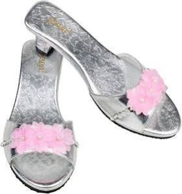 Souza slippers met hak zilver