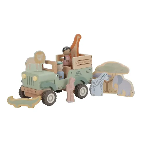 Little Dutch - Houten Jeep met Dieren Safari Friends