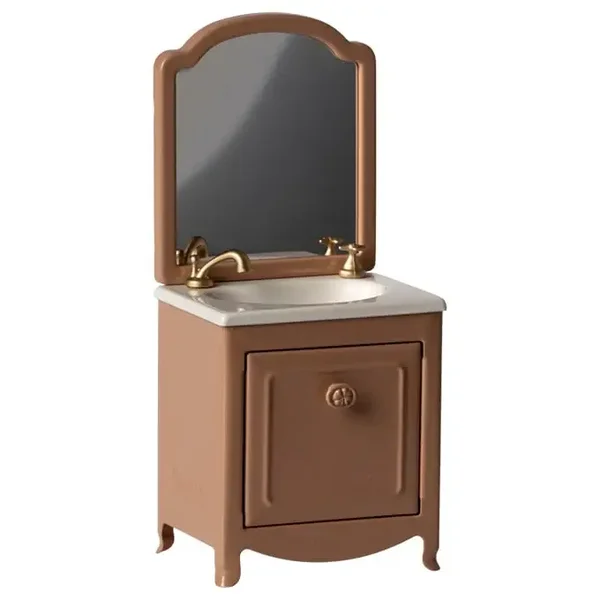 Maileg - Wastafel met spiegel voor muizen, Sink dresser mouse - Dark powder