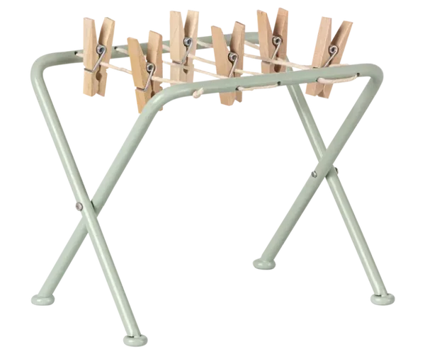Maileg - Droogrek met wasknijpers, Miniature drying rack with pegs