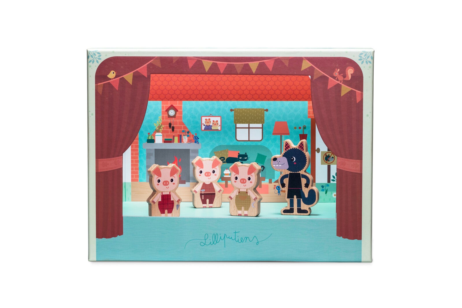 Lilliputiens - Theater met magneten De Wolf en de 3 Biggetjes