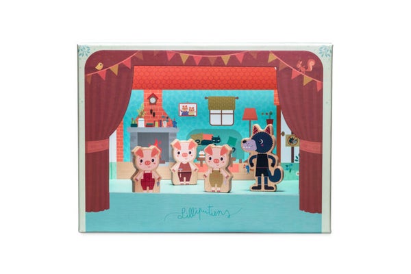 Lilliputiens - Theater met magneten De Wolf en de 3 Biggetjes