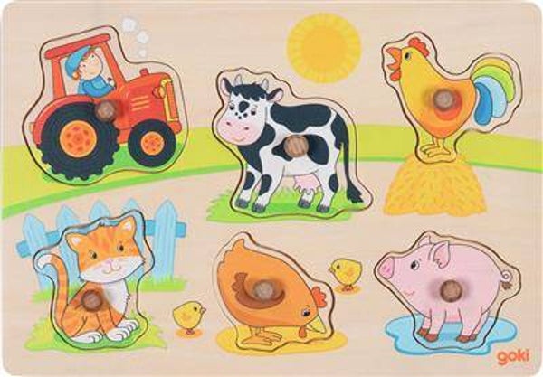 Goki - Houten Steekpuzzel Op de Boerderij