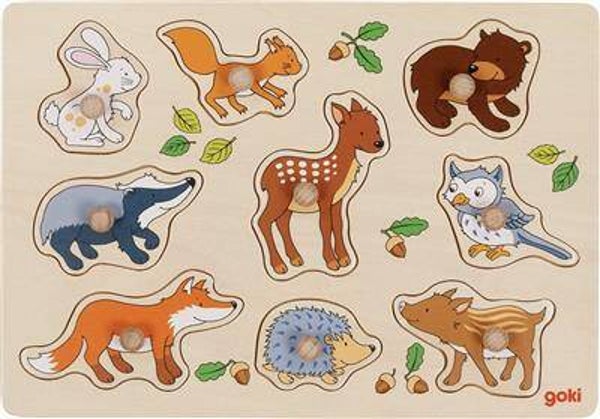 Goki - Houten Steekpuzzel Bosdieren