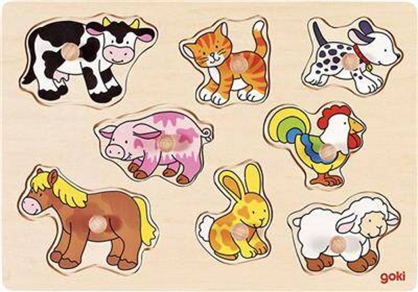 Goki - Houten Steekpuzzel Boerderijdieren