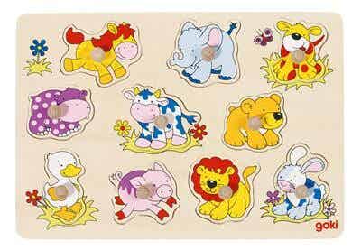 Goki - Houten Steekpuzzel Babydieren
