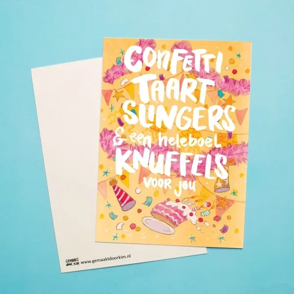 Gemaakt door Kim - Confetti, taart, slingers