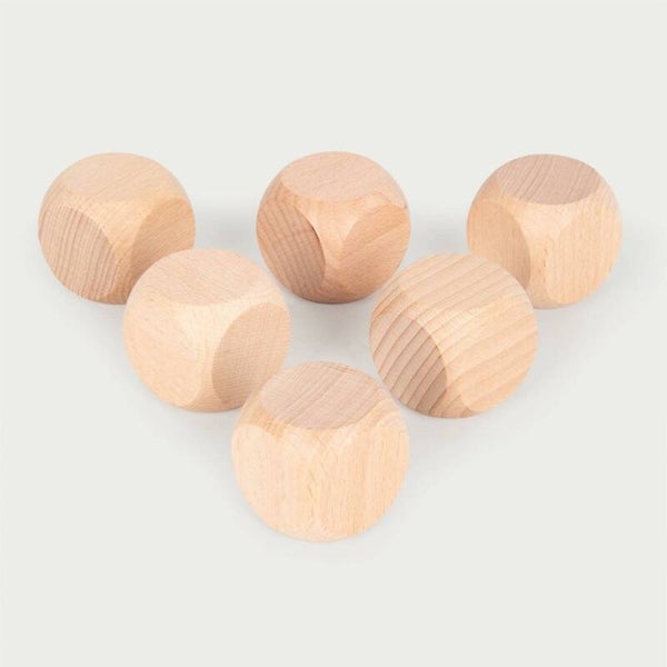 Tickit - Blanco Houten Dobbelstenen 6st