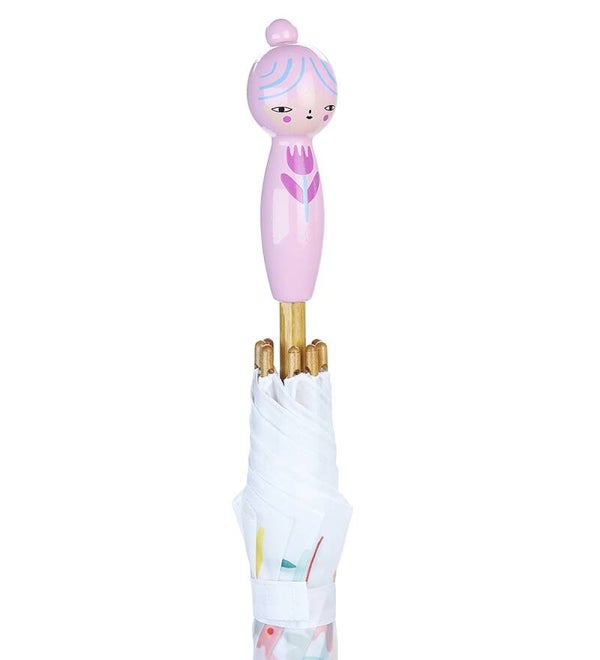 Vilac - Houten Kinderparaplu Bloemenmeisje - Roze