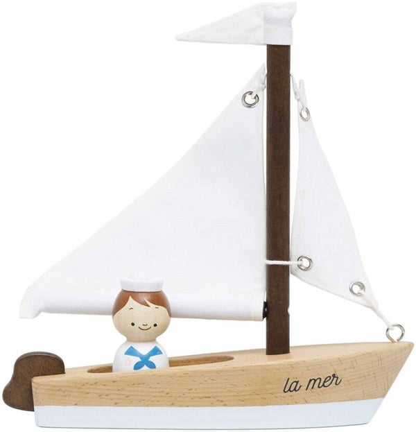 Le Toy Van - Houten Zeilboot met Kapitein