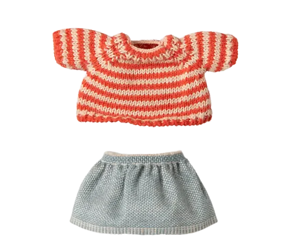 Maileg - Gebreide trui en rok, Grote zus muis, Knitted sweater & skirt, Big sister mouse