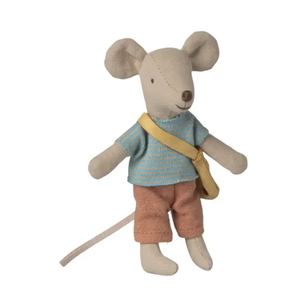 Maileg - Kleine broer muis met tas, Little brother mouse with bag