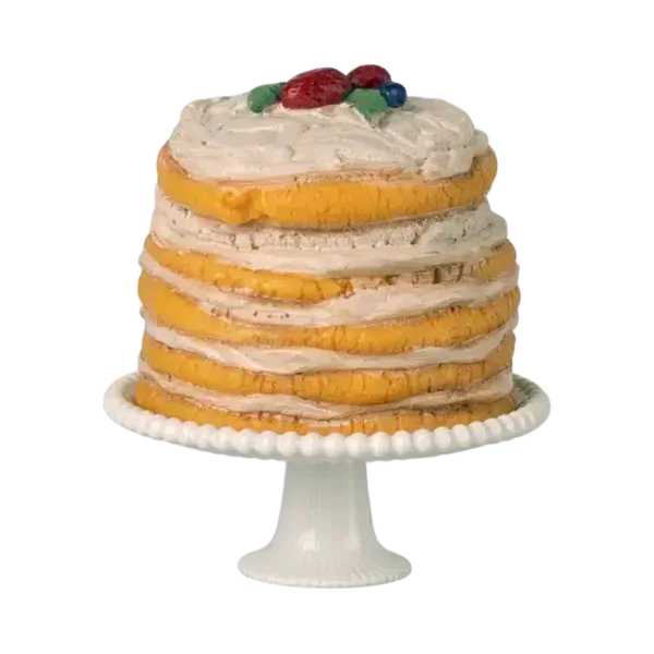 Maileg - Taart met taartplateau, Party cake and cake stand, Mouse - Off white