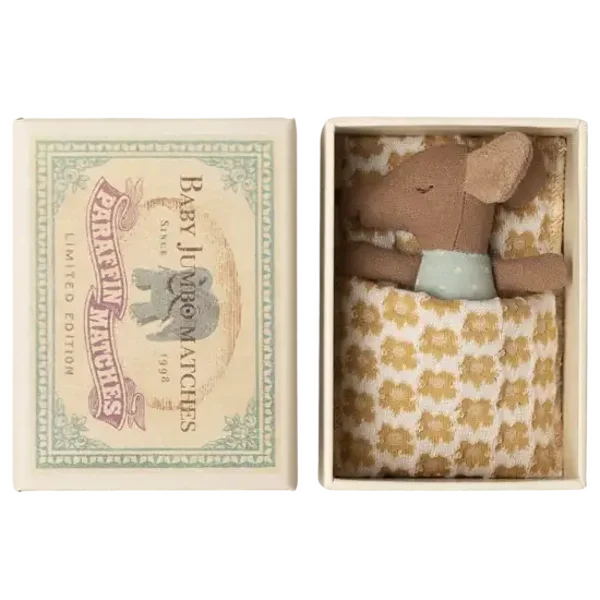 Maileg - Sleepy wakey baby mouse in matchbox - Blue
