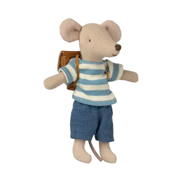 Maileg - Grote broer muis met rugzak, Tricycle mouse, Brown