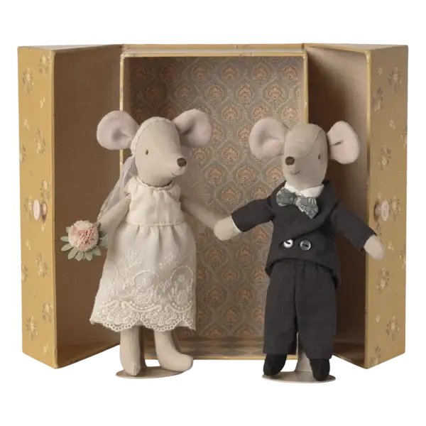 Maileg - Bruidspaar muizen, Wedding mice couple in box, Mum and Dad