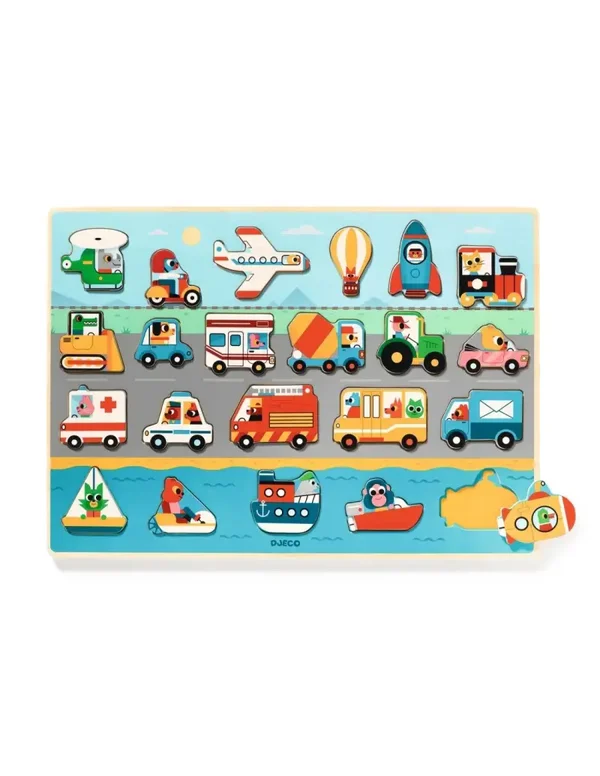 Djeco - Houten Puzzel Voertuigen