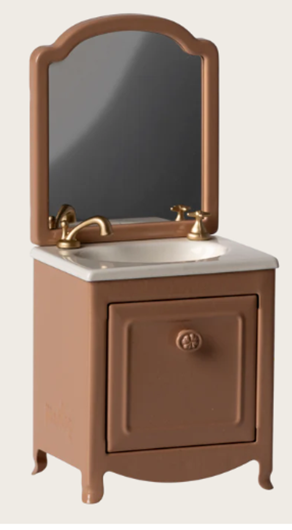 Maileg - Wastafel met spiegel voor muizen, Sink dresser mouse - Dark powder