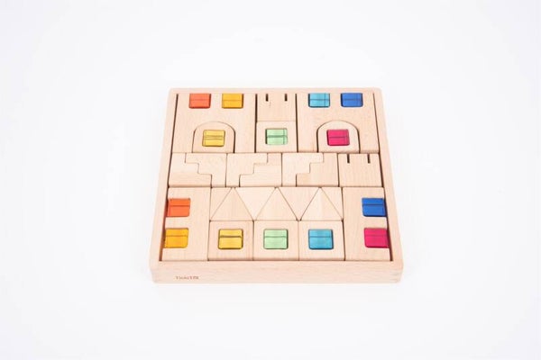 Tickit - Houten Bouwstenen Met Edelstenen 40st