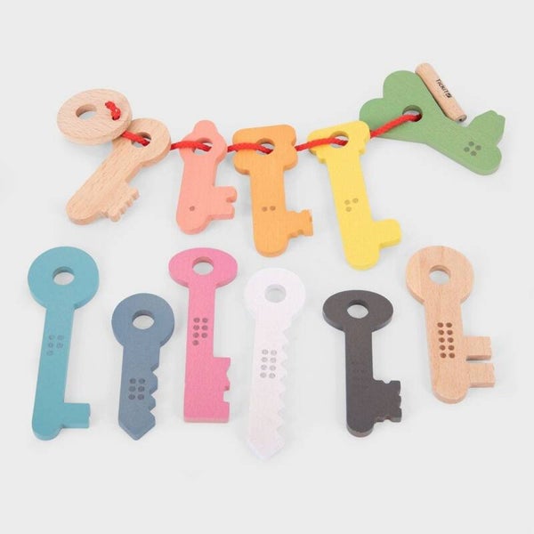 Tickit - Regenboog Houten Sleutels 12st